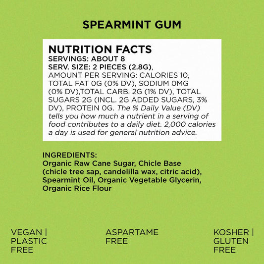 Spearmint Chewing Gum - Natural + Plastic-Free | 12 Pack