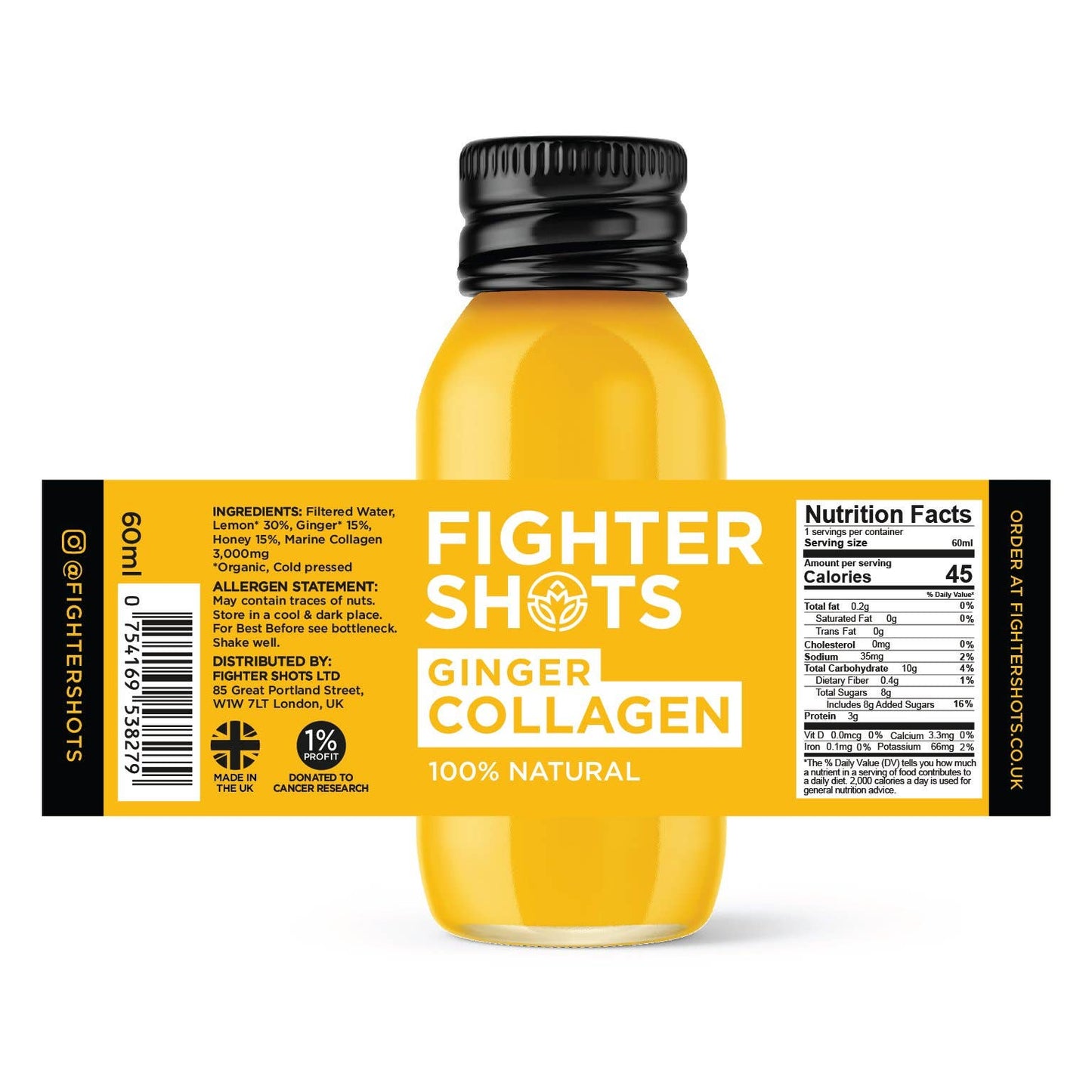 Ginger + Marine Collagen 3,000mg welness shot 1 x60ml