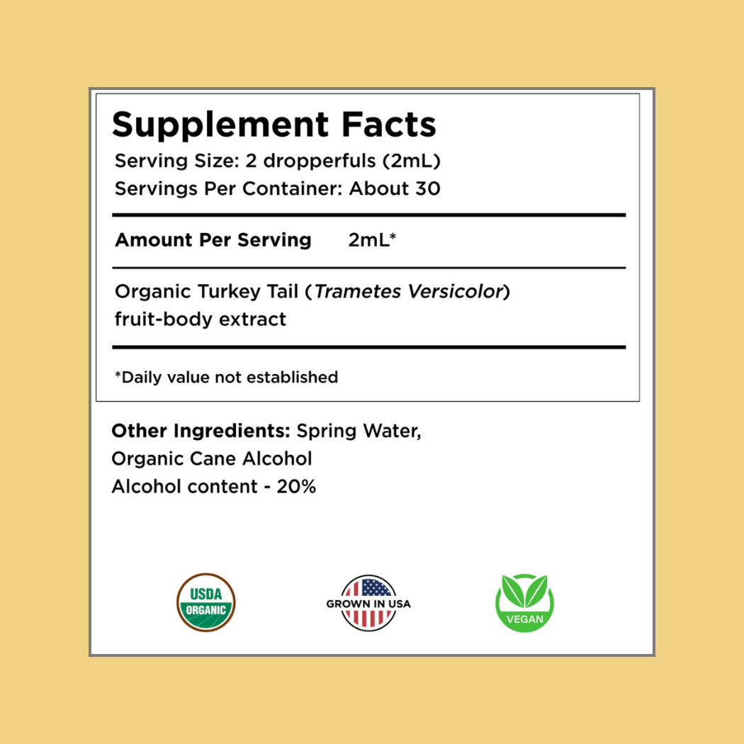 Organic Turkey Tail Mushroom Tincture | Immune & Gut Health | Drops